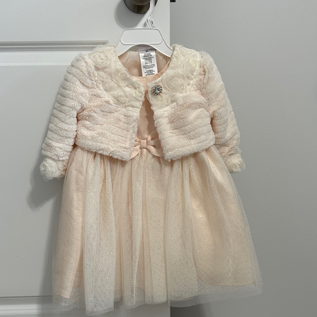Blueberi Boulevard Cream Formal Kids Dress With Jacket